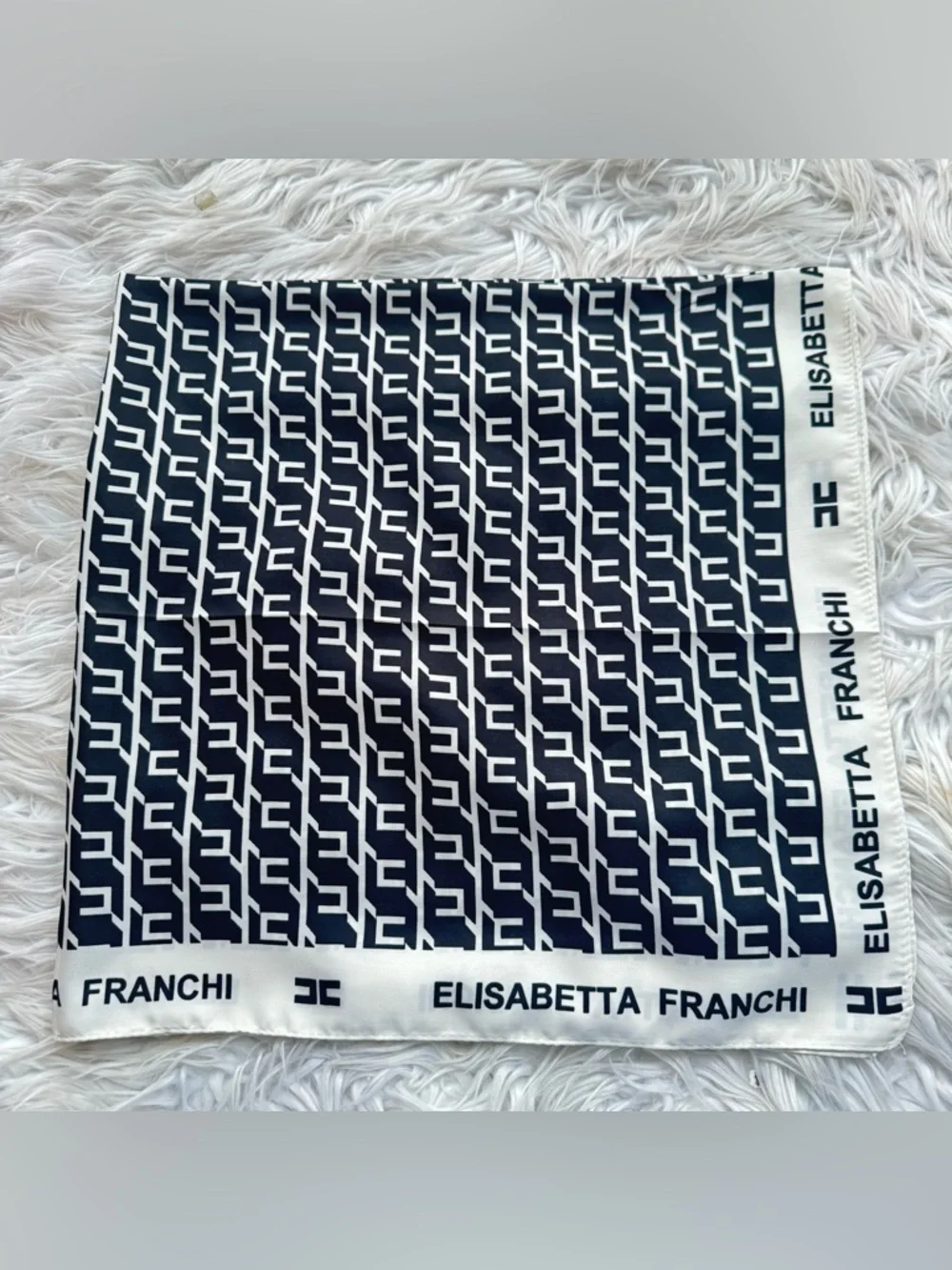 Elisabetta Franchi square print black white scarf 35x35 in ‼️LAST ONE LEFT